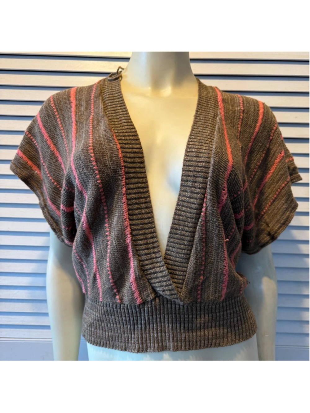 Women's Chesley Brown & Pink Striped Knit Top Size M